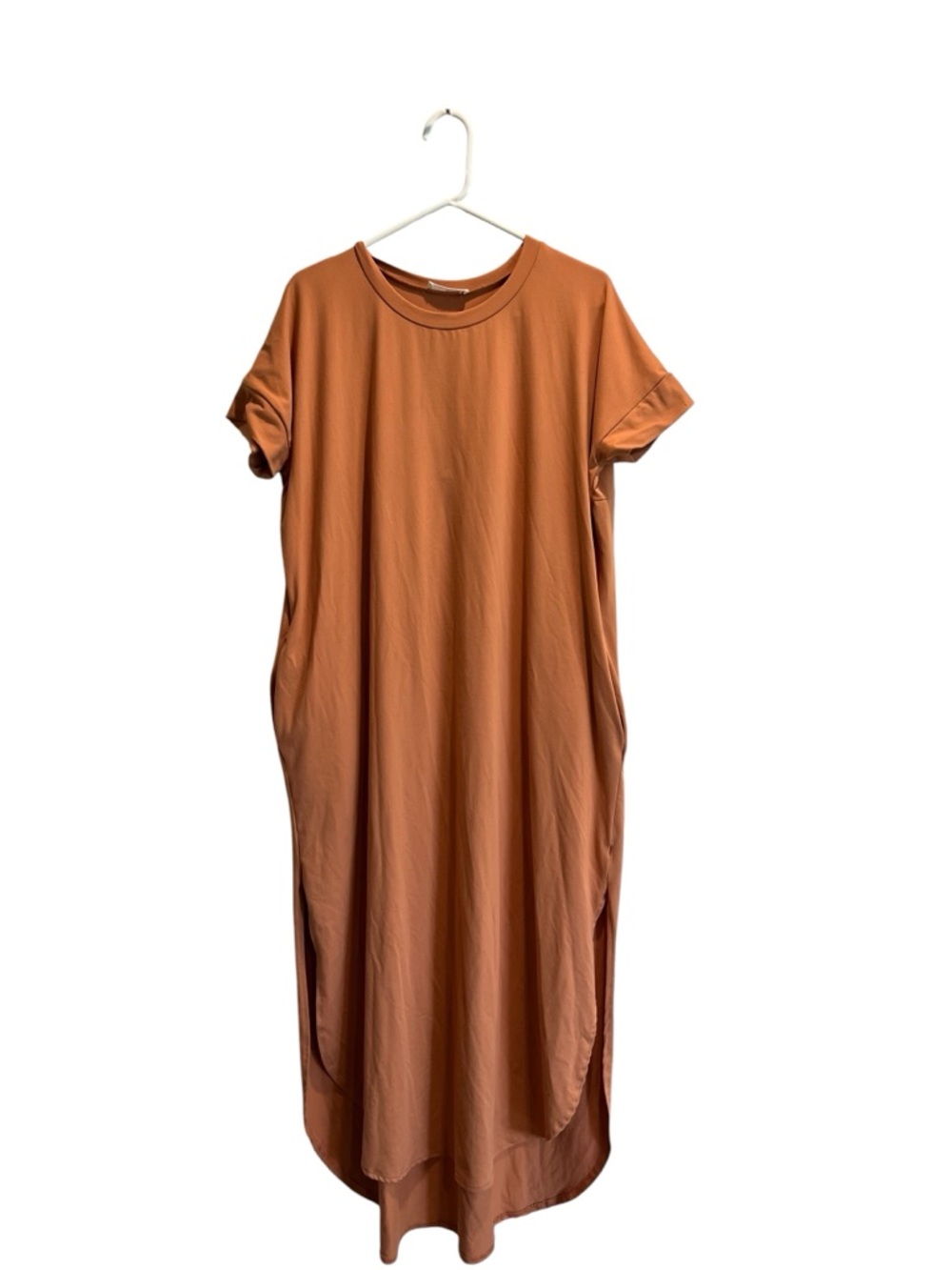 Zenana Outfitters Rust Orange Short Sleeve Maxi Dress